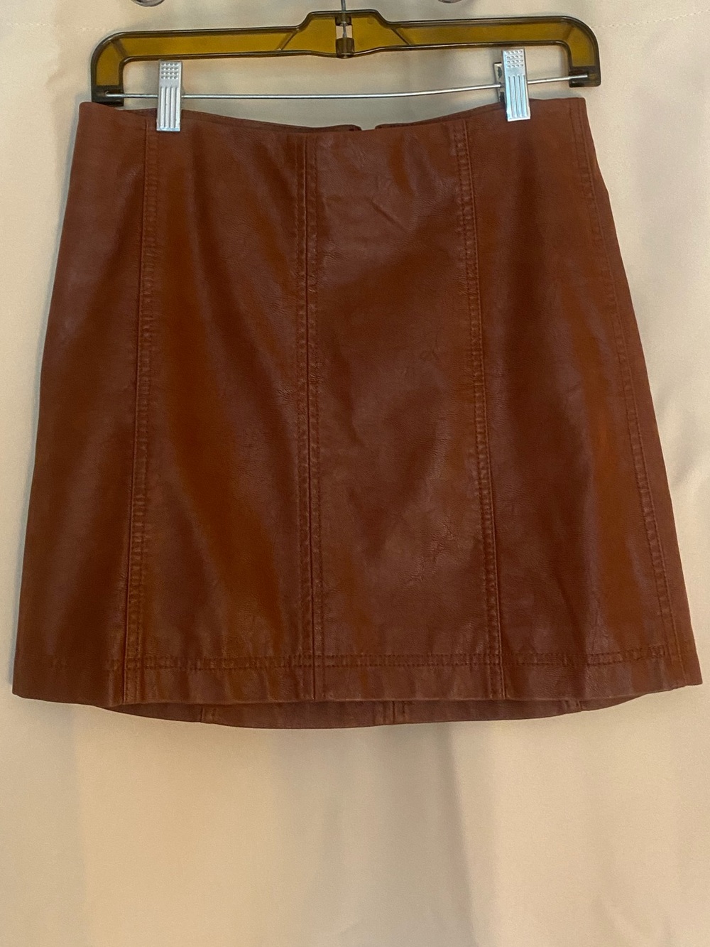 Free People Rust Brown Faux Leather Mini Skirt